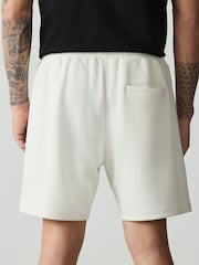 White Textured Jersey Zip Pocket Shorts - Image 4 of 10