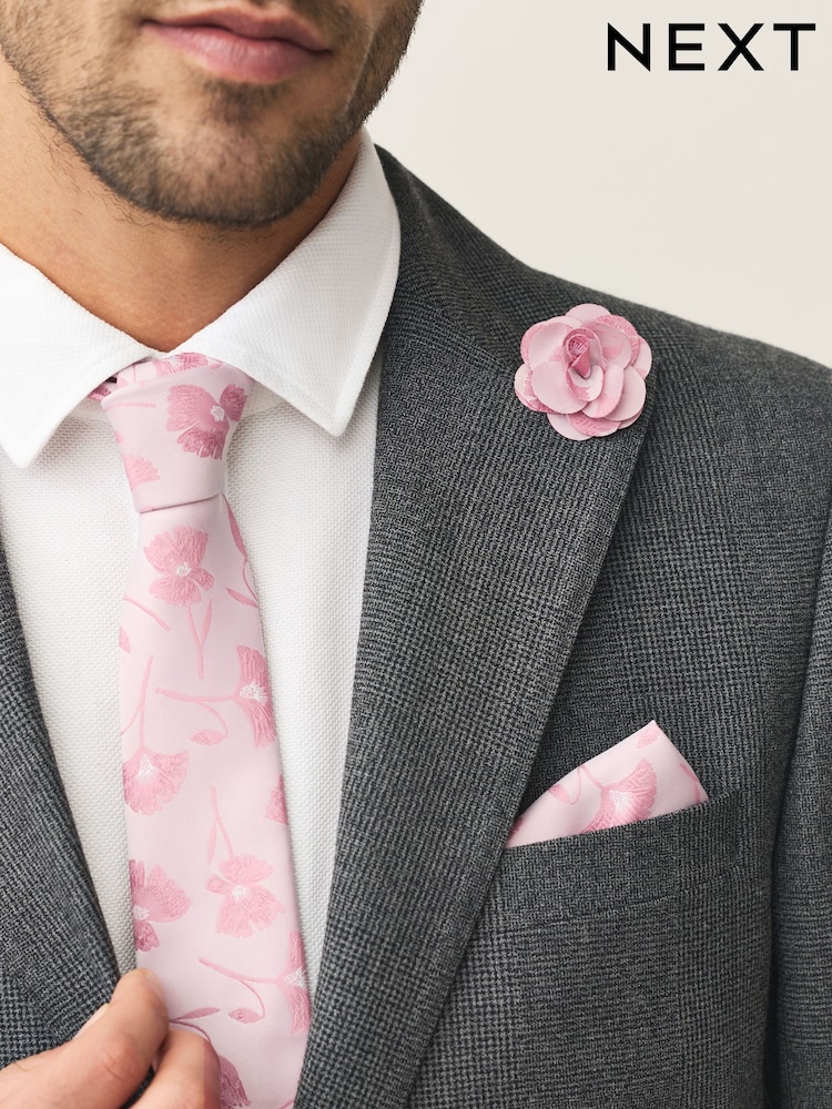 Pink Tie Pocket Square and Pin Set - Image 7 of 7