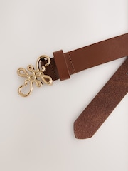 Tan Brown Regular Statement Buckle Leather Belt - Image 5 of 6