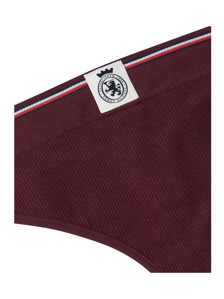 Tommy Hilfiger Red TH Crest Ribbed Thong - Image 6 of 6