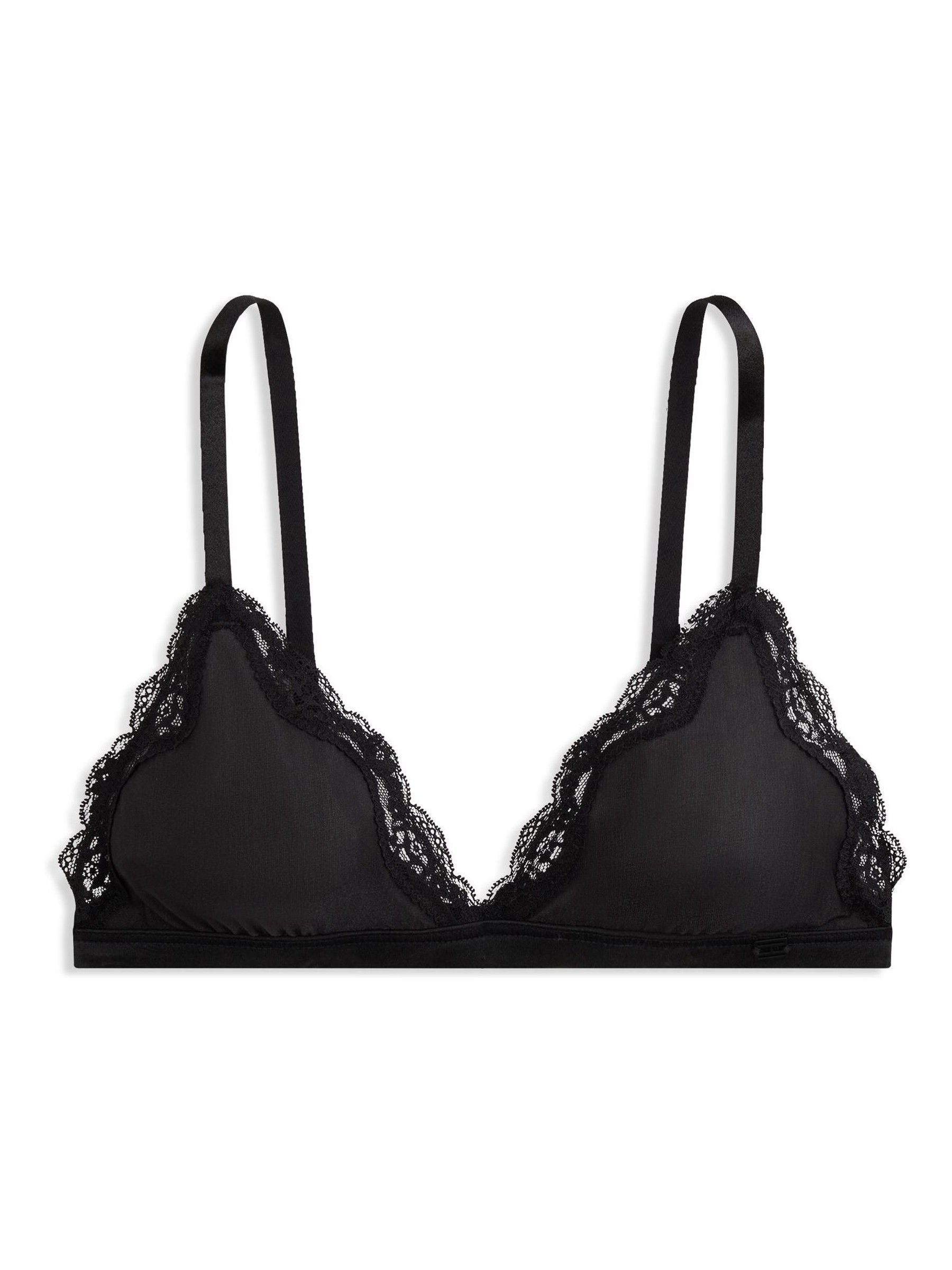 Buy Tommy Hilfiger Black Metallic Thread Floral Lace Triangle Bra