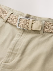 Piatră - Belted Cotton Linen Blend Shorts - Imaginea 6 din 8