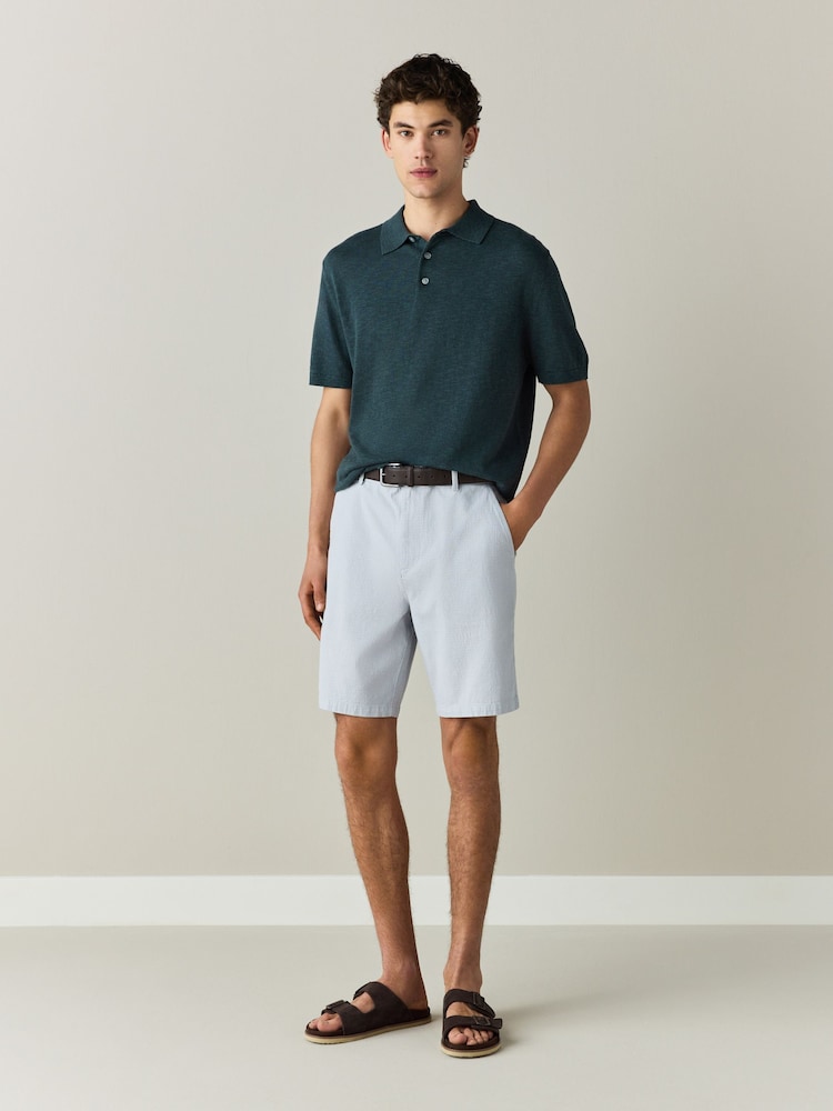 Light Blue Belted Chino Shorts - Image 2 of 6