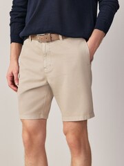 Stone Faux Suede Belted Chino Shorts - Image 1 of 9