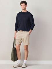 Stone Faux Suede Belted Chino Shorts - Image 5 of 9