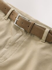 Stone Faux Suede Belted Chino Shorts - Image 8 of 9