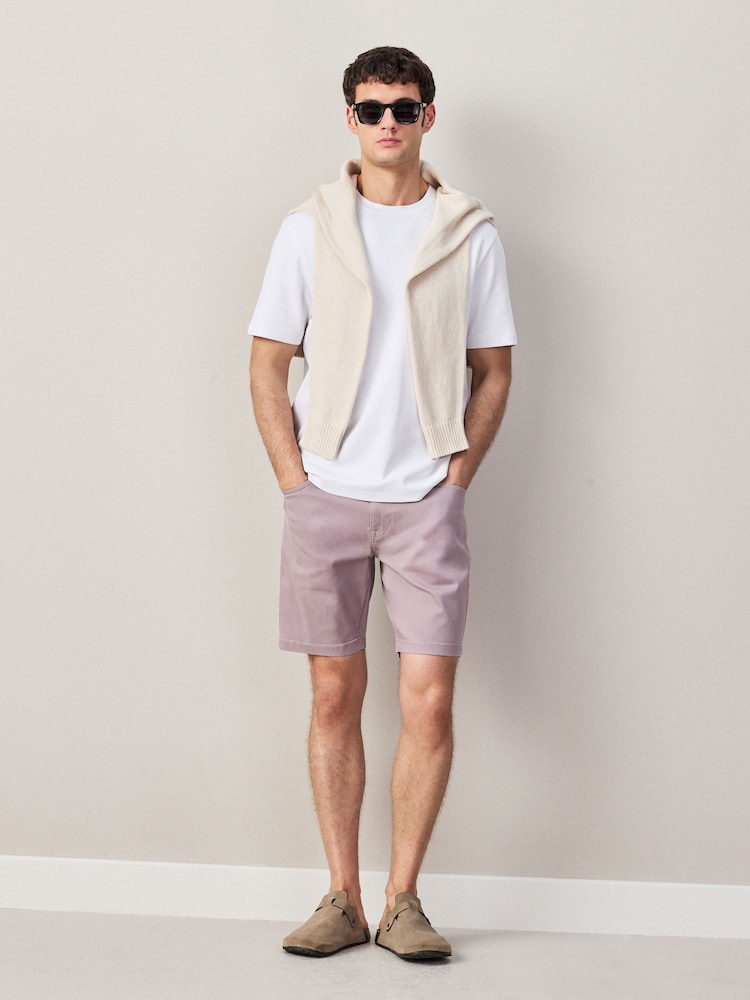 粉色 - 舒適伸縮 5 口袋卡其短褲 - 圖片 2，共 9