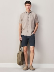 仿古藍色 - 舒適伸縮 5 口袋卡其短褲 - 圖片 2，共 9