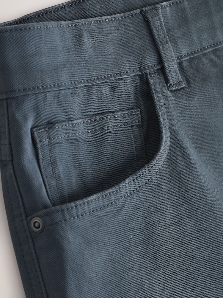 仿古藍色 - 舒適伸縮 5 口袋卡其短褲 - 圖片 9，共 9