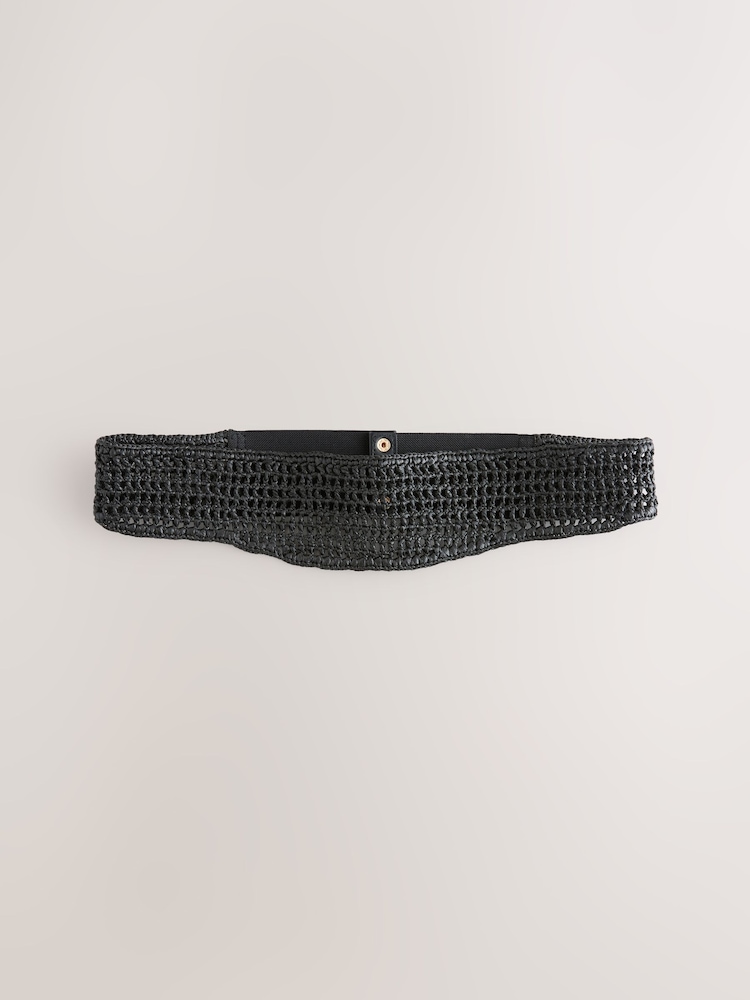 Black Wide Woven Corset Belt - Image 1 of 6