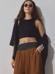 Black Wide Woven Corset Belt - Image 5 of 6