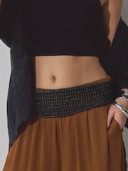 Black Wide Woven Corset Belt - Image 6 of 6