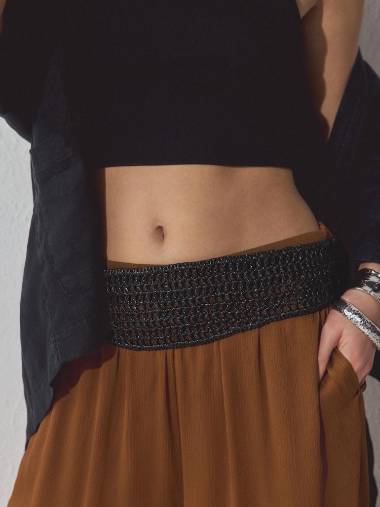 Black Wide Woven Corset Belt - Image 6 of 6