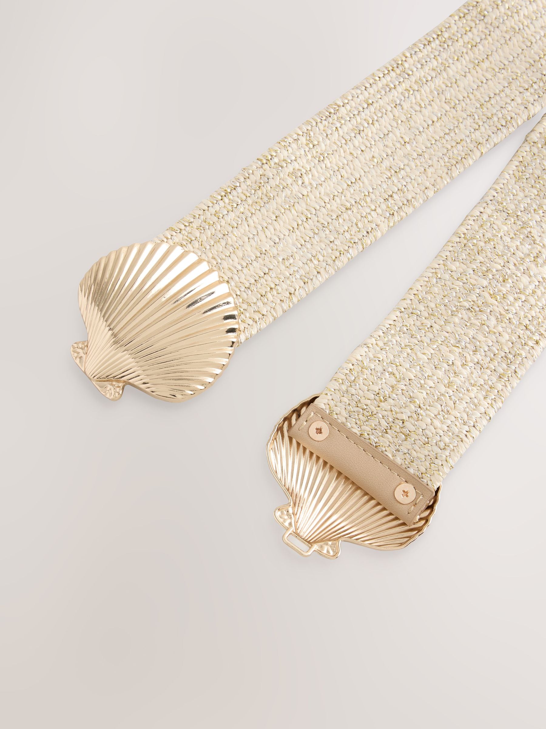 Buy Neutral Wide Shell Front Clasp Detail Belt from Next USA