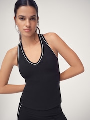 OSIA Black Tipped V-Neck Vest - Image 1 of 4