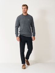 Crew Clothing Grey Lambswool Cable Crew Neck Jumper - Image 2 of 5