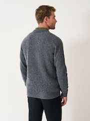 Crew Clothing Grey Lambswool Cable Crew Neck Jumper - Image 8 of 10