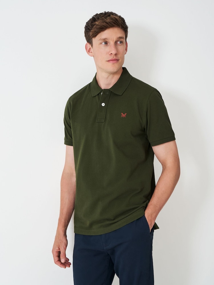 Crew Clothing Green Classic Pique Polo Shirt - Image 1 of 5