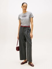 Tommy Hilfiger Grey Logo Embroidery Crew Neck T-Shirt - Image 3 of 5