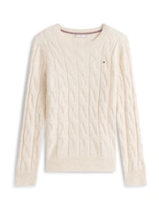 Tommy Hilfiger Cream Cable Knit Soft Wool Jumper - Image 5 of 5