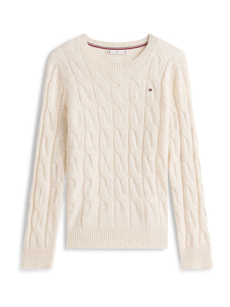 Tommy Hilfiger Cream Cable Knit Soft Wool Jumper - Image 5 of 5