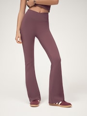 OSIA Brown Wrap Front Flared Leggings - Image 1 of 5