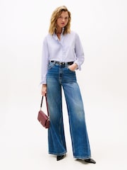 Tommy Hilfiger Blue Ruffle Collar Poplin Relaxed Fit Shirt - Image 3 of 5