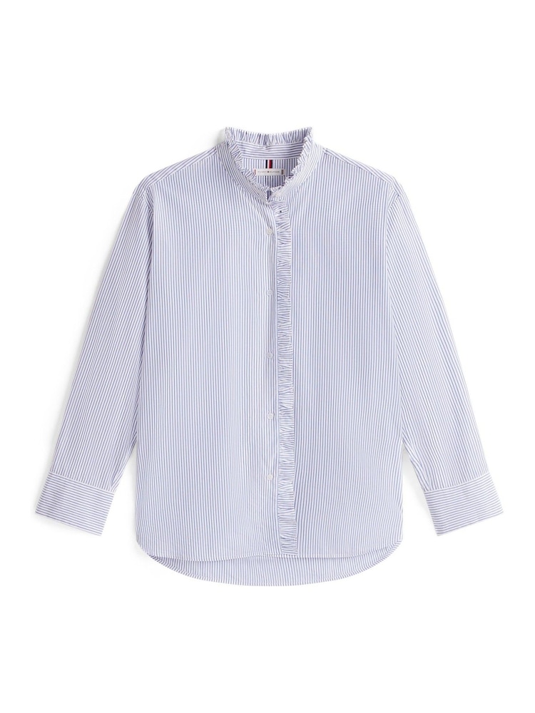 Tommy Hilfiger Blue Ruffle Collar Poplin Relaxed Fit Shirt - Image 5 of 5 Tommy Hilfiger Blue Ruffle Collar Poplin Relaxed Fit Shirt - Image 5 of 5