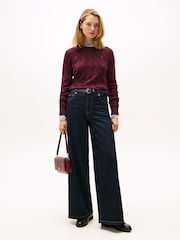 Tommy Hilfiger Red Cable Knit Soft Wool Jumper - Image 2 of 5