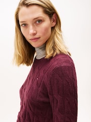 Tommy Hilfiger Red Cable Knit Soft Wool Jumper - Image 4 of 5