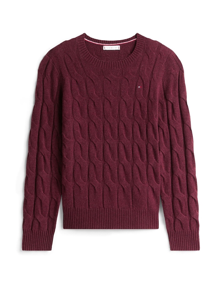 Tommy Hilfiger Red Cable Knit Soft Wool Jumper - Image 5 of 5 Tommy Hilfiger Red Cable Knit Soft Wool Jumper - Image 5 of 5