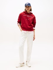 Tommy Hilfiger Red Logo Embroidery Drawstring Hoodie - Image 2 of 5