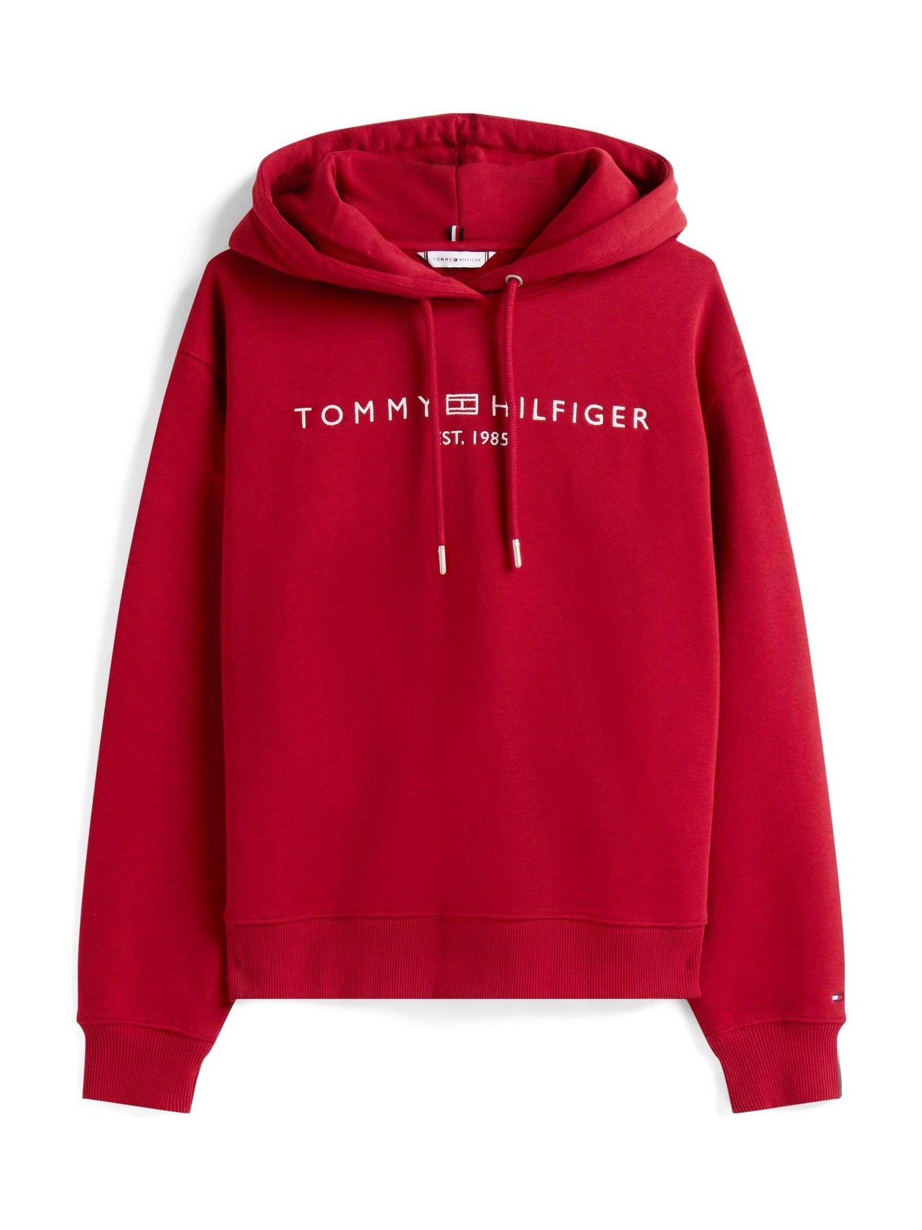 Buy Tommy Hilfiger Red Logo Embroidery Drawstring Hoodie from Next