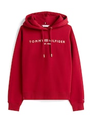 Tommy Hilfiger Red Logo Embroidery Drawstring Hoodie - Image 4 of 5