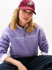 Tommy Hilfiger Purple Logo Signature Crew Neck Sweatshirt - Image 4 of 5