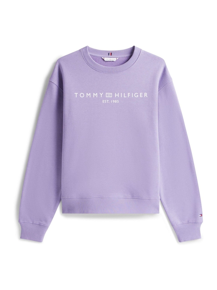Tommy Hilfiger Purple Logo Signature Crew Neck Sweatshirt - Image 5 of 5 Tommy Hilfiger Purple Logo Signature Crew Neck Sweatshirt - Image 5 of 5
