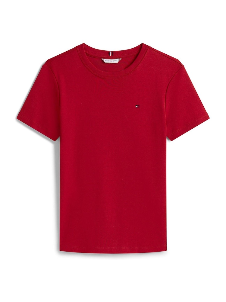 Tommy Hilfiger Red Crew Neck Slim Fit T-Shirt - Image 5 of 5