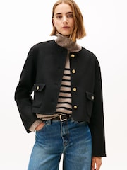 Tommy Hilfiger Black Double-Faced Wool Blend Jacket - Image 1 of 5