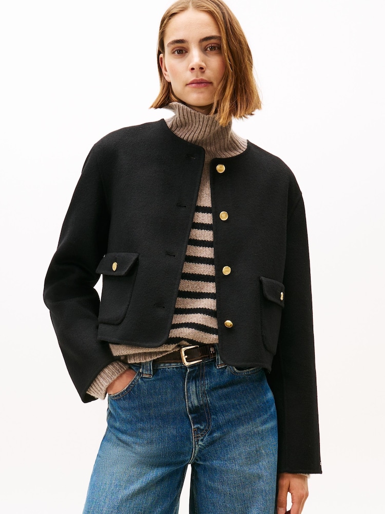 Tommy Hilfiger Black Double-Faced Wool Blend Jacket - Image 1 of 5