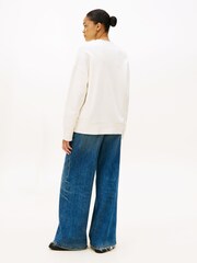 Tommy Hilfiger White Logo Embroidery Relaxed Fit Sweatshirt - Image 2 of 5
