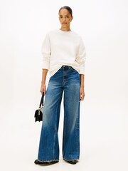 Tommy Hilfiger White Logo Embroidery Relaxed Fit Sweatshirt - Image 3 of 5