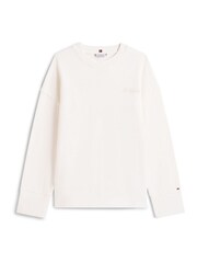 Tommy Hilfiger White Logo Embroidery Relaxed Fit Sweatshirt - Image 5 of 5