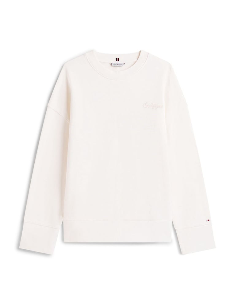 Tommy Hilfiger White Logo Embroidery Relaxed Fit Sweatshirt - Image 5 of 5 Tommy Hilfiger White Logo Embroidery Relaxed Fit Sweatshirt - Image 5 of 5