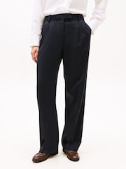 Tommy Hilfiger Blue Timeless Wool Straight Leg Trousers - Image 3 of 5