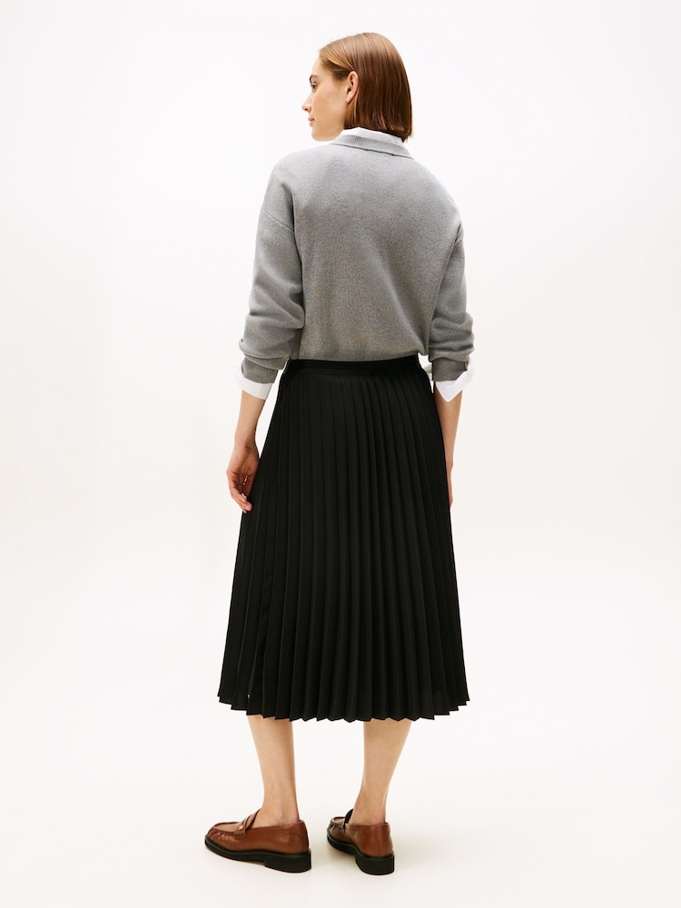 Tommy Hilfiger Black Pleated Midi Skirt - Image 2 of 5