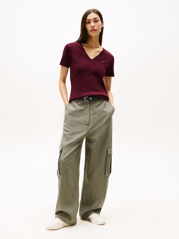 Tommy Hilfiger Red V-Neck Slim T-Shirt - Image 2 of 5 Tommy Hilfiger Red V-Neck Slim T-Shirt - Image 2 of 5