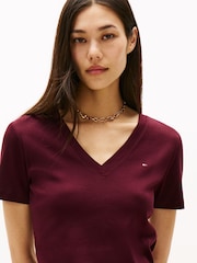 Tommy Hilfiger Red V-Neck Slim T-Shirt - Image 4 of 5