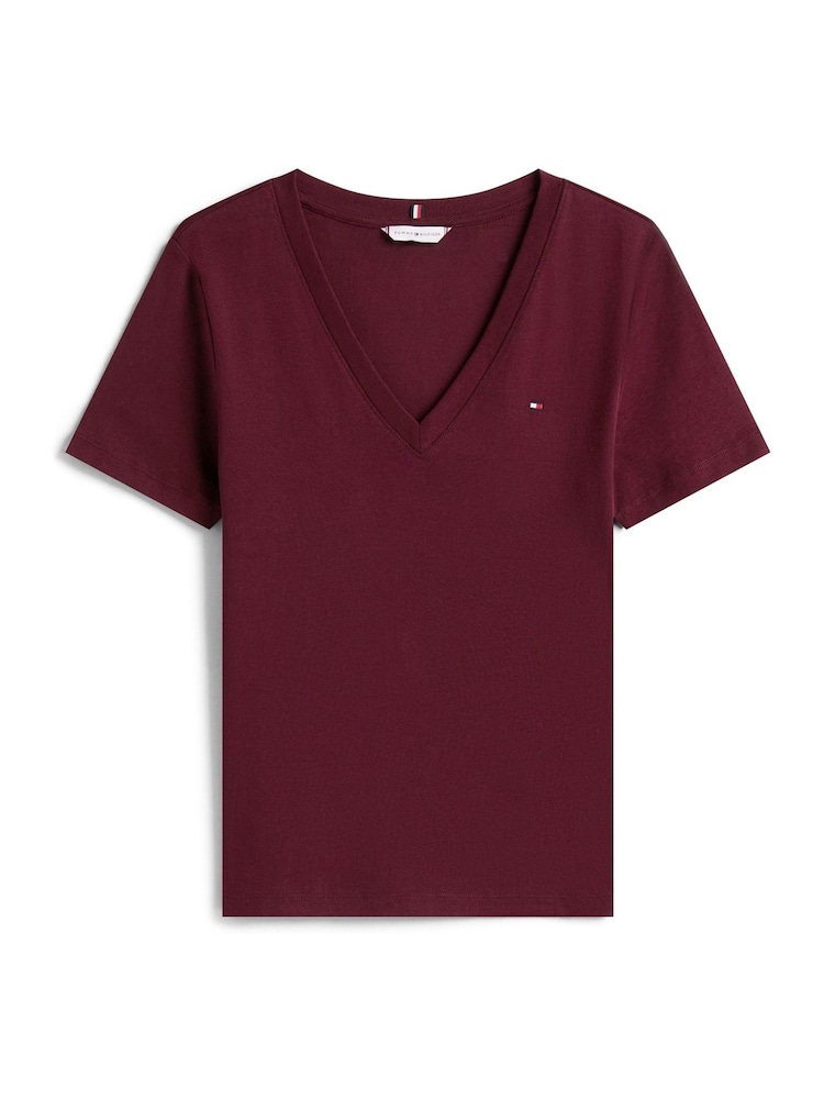 Tommy Hilfiger Red V-Neck Slim T-Shirt - Image 5 of 5