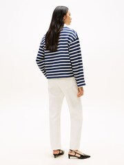 Tommy Hilfiger Blue Gold Tone Button Relaxed Rugby Sweatshirt - Image 3 of 5
