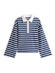 Tommy Hilfiger Blue Gold Tone Button Relaxed Rugby Sweatshirt - Image 5 of 5